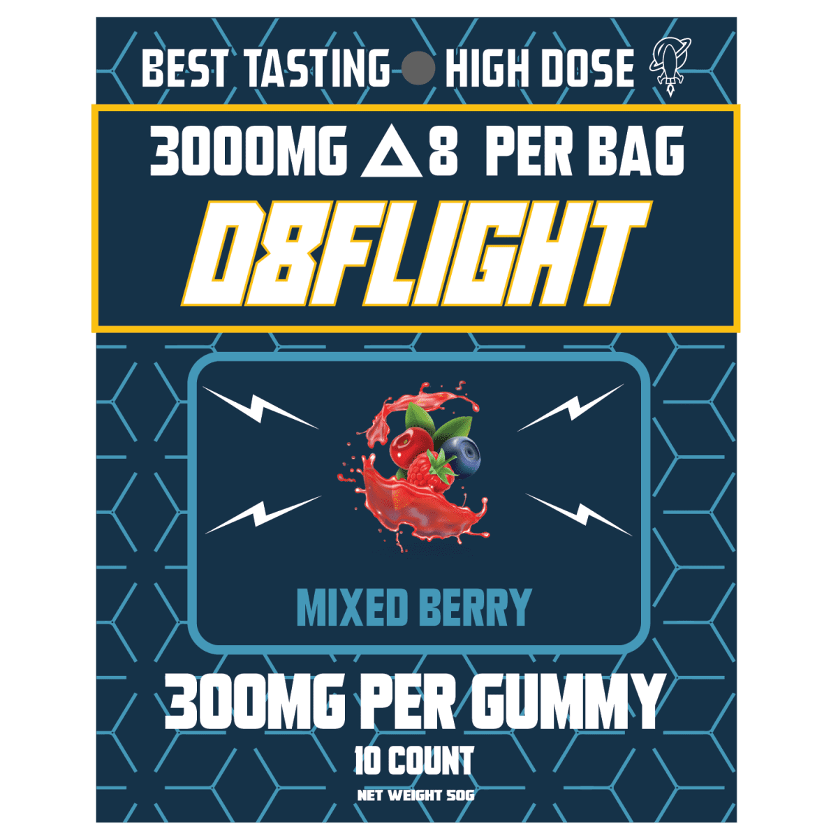 D8flight high dose 300mg d8 mixed berry gummy