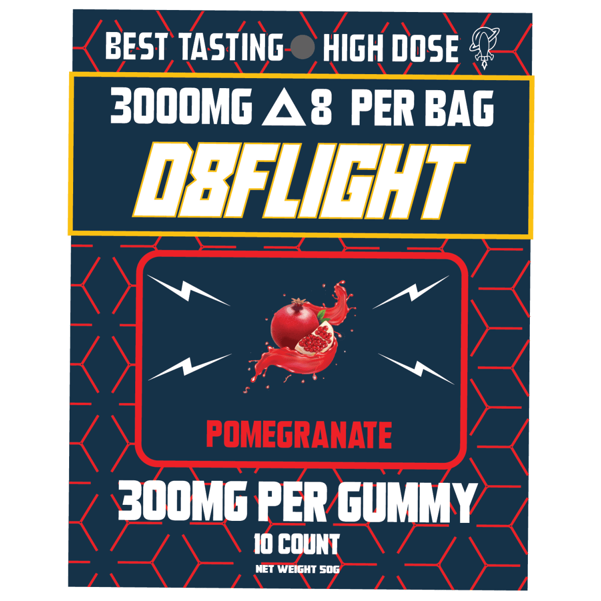 D8flight high dose 300mg d8 pomegranate gummy