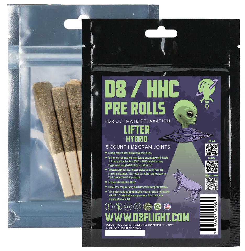 D8flight pre rolls d8 hhc lifter 5ct
