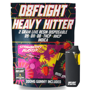 D8Flight Heavy Hitter – 2ml So High Blend Disposable Strawberry Blaster & 300mg D8 Gummy Mango